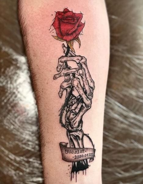 Skeleton Hand Holding Rose Tattoo Meaning: A Stunning Contrast Between Life and Death!