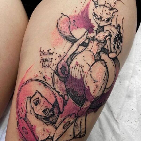 Mew and Mewtwo Tattoo Meaning: The Eternal Battle Between Creation, and Depth of Genetic Destiny!