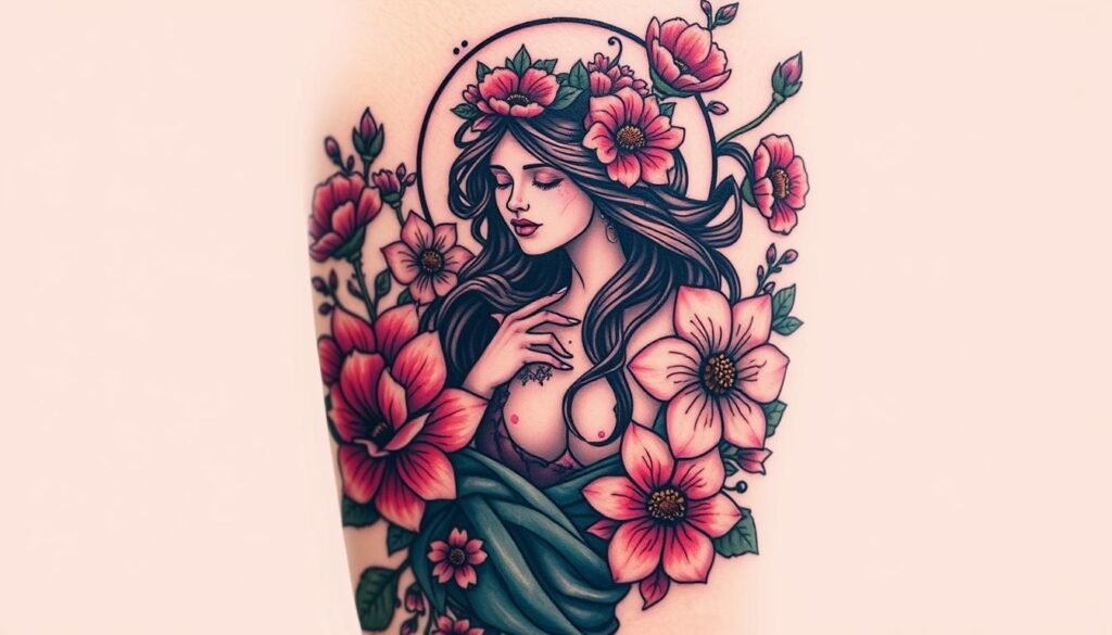 Persephone flower tattoo