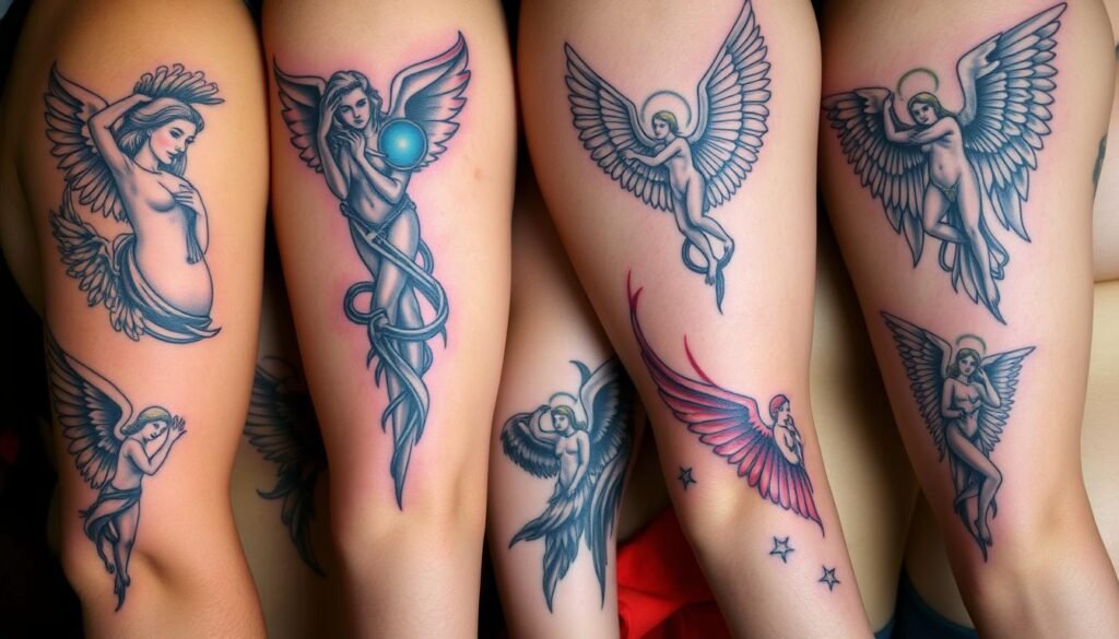 different styles of angel tattoos