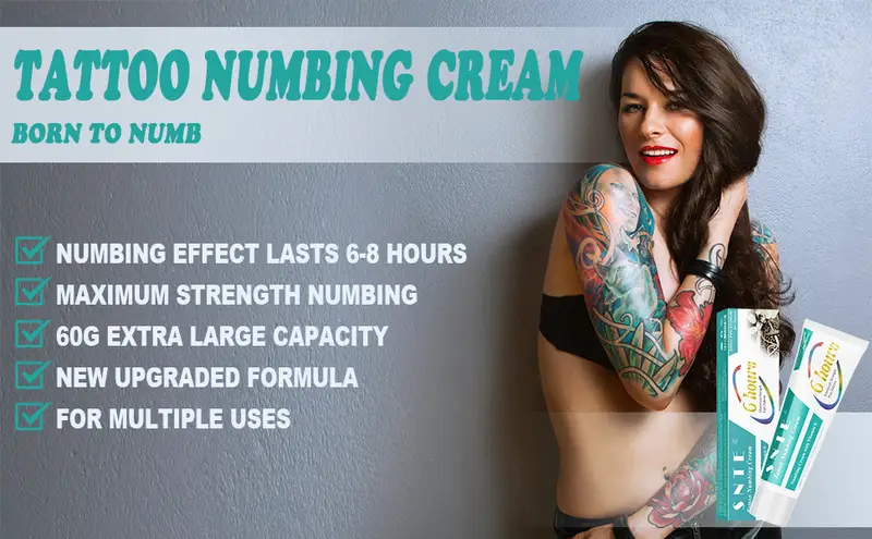 Tattoo Numbing Cream, (2.12Oz) 6-8 Hours Maximum Strength Painless Cream, for Tattoos with Aloe Vera, Vitamin E, Lecithin