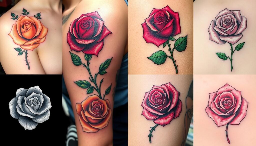 artistic styles of rose tattoos