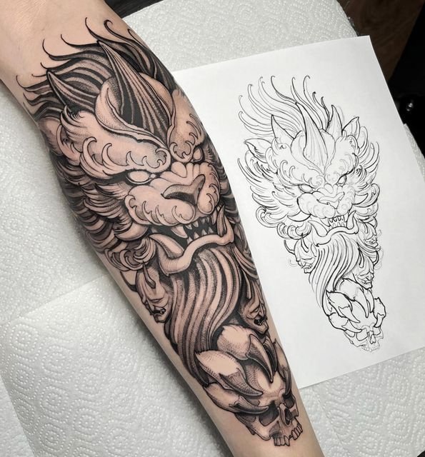 Fu Lion Tattoo Ideas and meaning