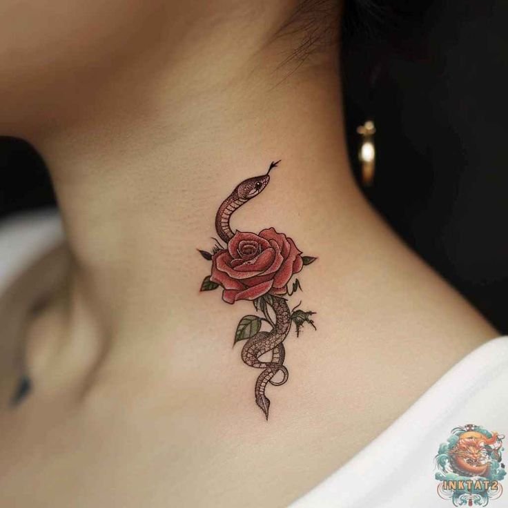 Snake and Rose Tattoo Ideas and meaning