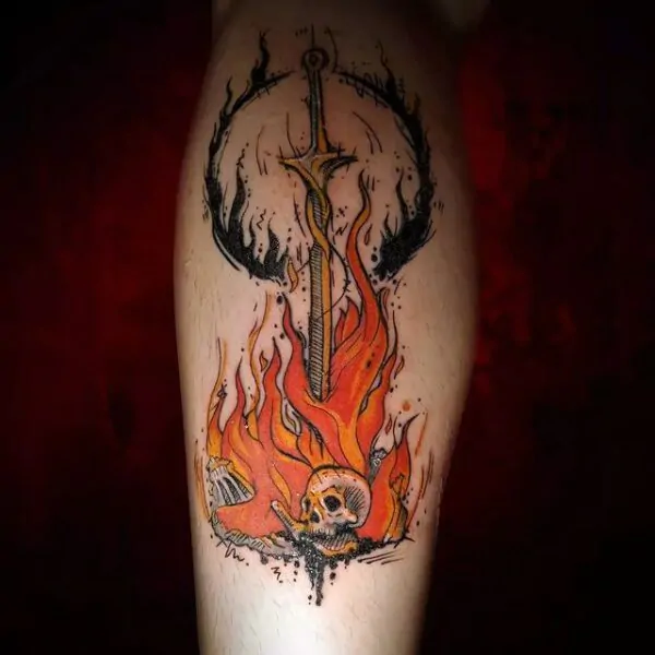 Dark Souls Bonfire Tattoo Meaning: The Symbol of Resilience, Death, and Rebirth Life’s Challenges!