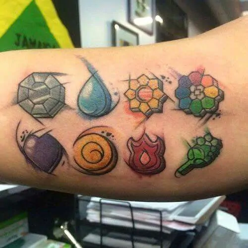 Strength tattoos related to Pokémon badge meanings
